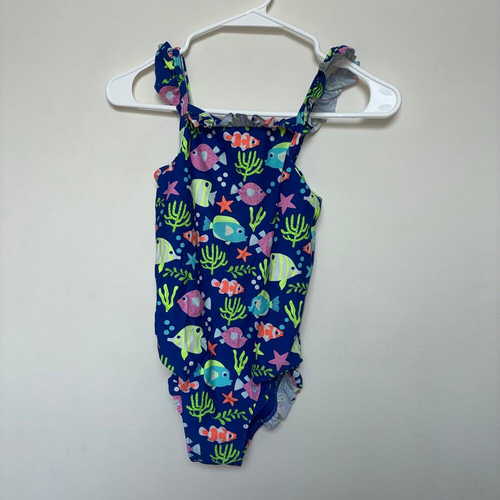 Gymboree Floral One Shoulder Swimsuit Girls Size 10 Pink Blue